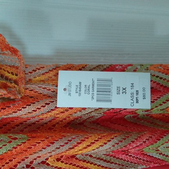 JM studio by John Meyer women's coral colorful plus size two pieces set dress - Picture 12 of 14